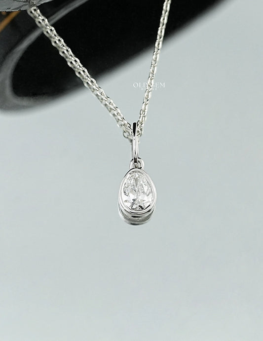 Bezel Set Old Mine Pear Pendant