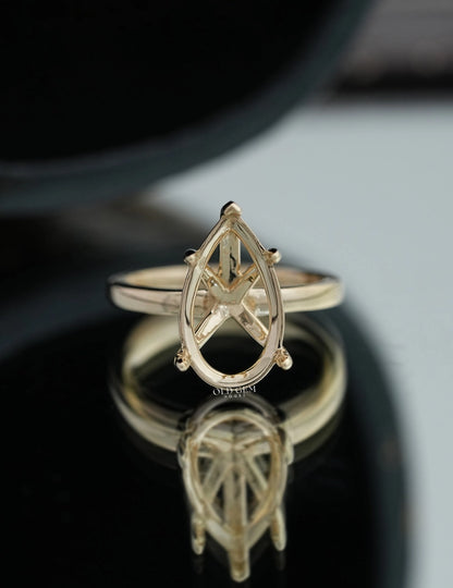 Old Mine Pear Semi Mount Ring Engagement Ring