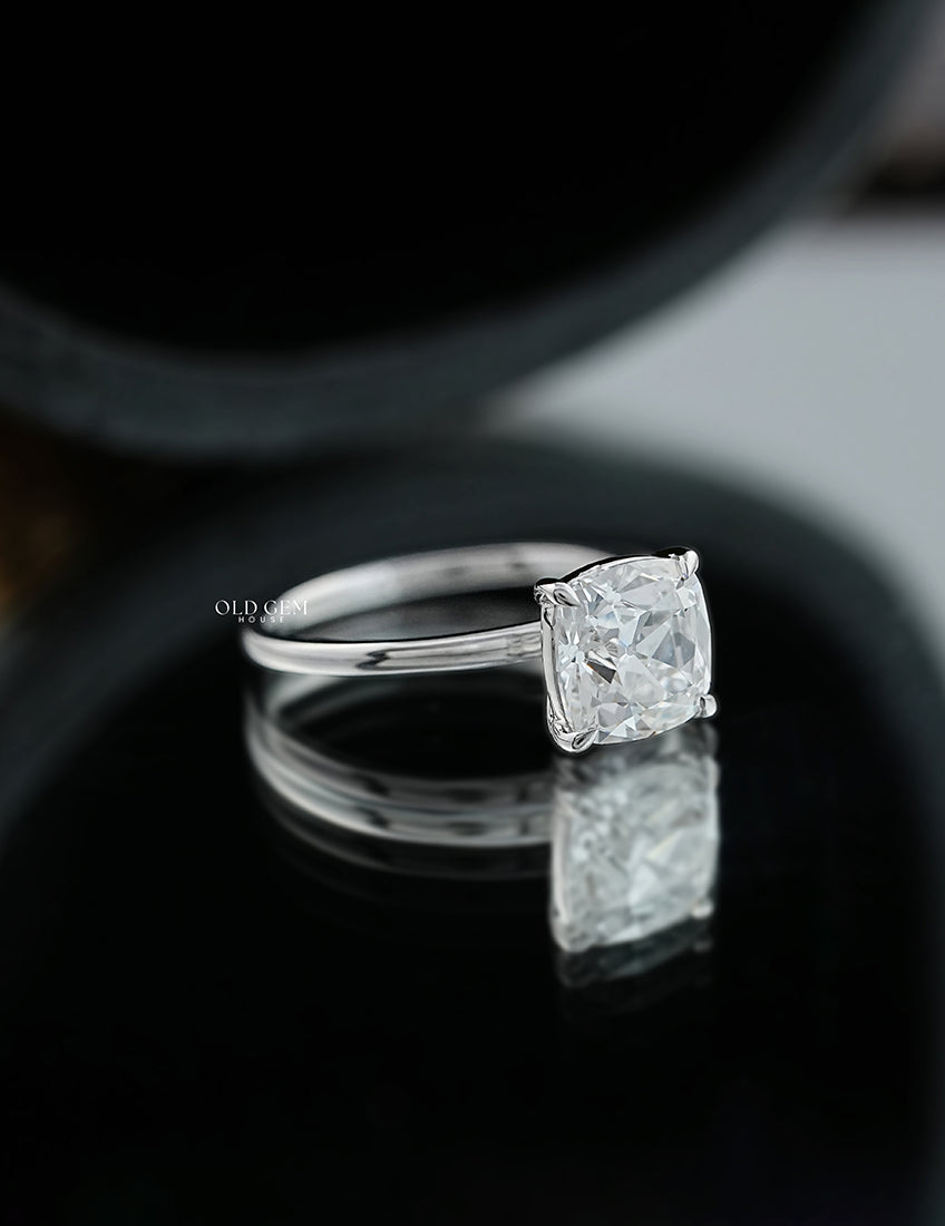 Old Mine Square Cushion Cut Solitaire Ring Engagement Ring