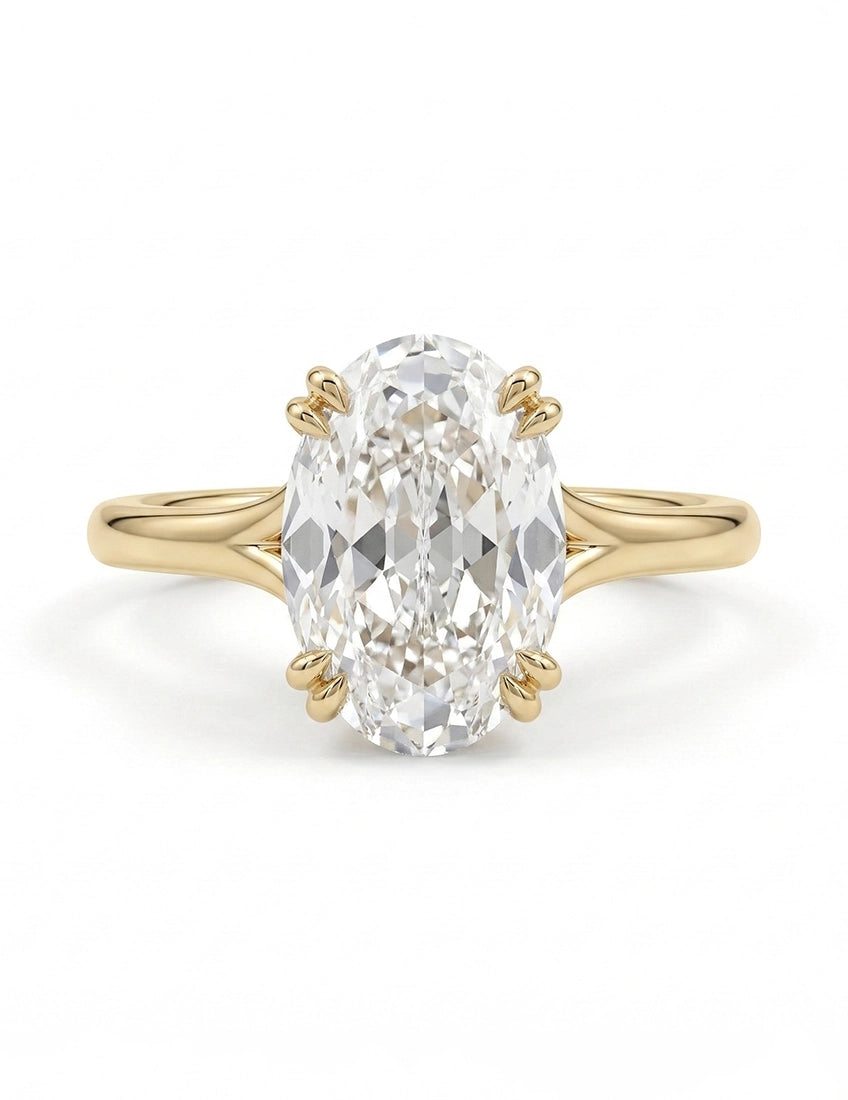 Georgian Portuguese Oval Cut Diamond Split Shank Ring Engagement Ring