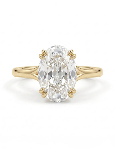 Georgian Portuguese Oval Cut Diamond Split Shank Ring