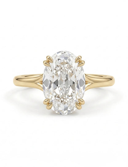 Georgian Portuguese Oval Cut Diamond Split Shank Ring Engagement Ring
