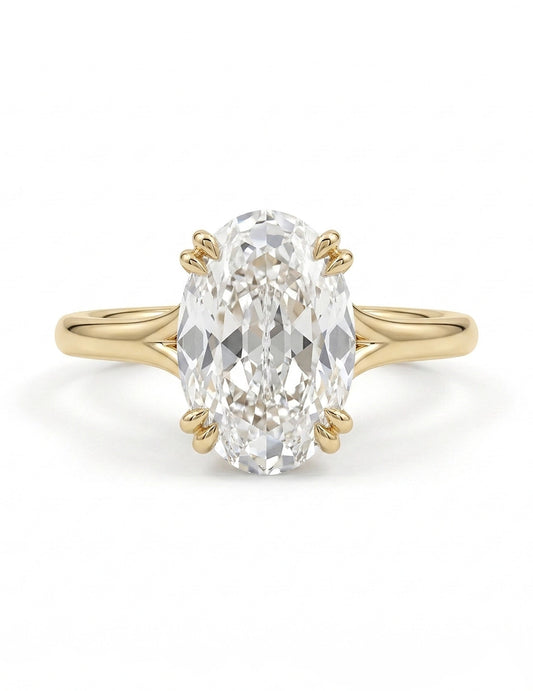 Georgian Portuguese Oval Cut Diamond Split Shank Ring Engagement Ring