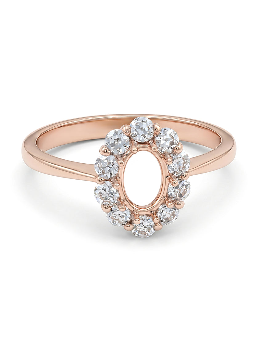 Oval Shape Halo Semi Mount Engagement Ring Engagement Ring