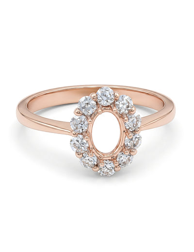 Oval Shape Halo Semi Mount Engagement Ring