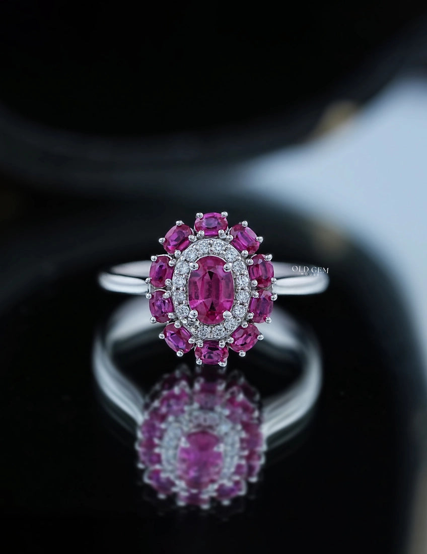 Oval Cut Lab Diamond Halo Engagement Ring Engagement Ring