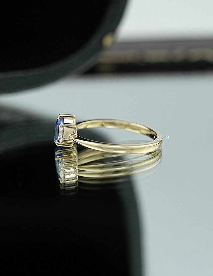 Pear Blue Gemstone Toi Et Moi Engagement Ring