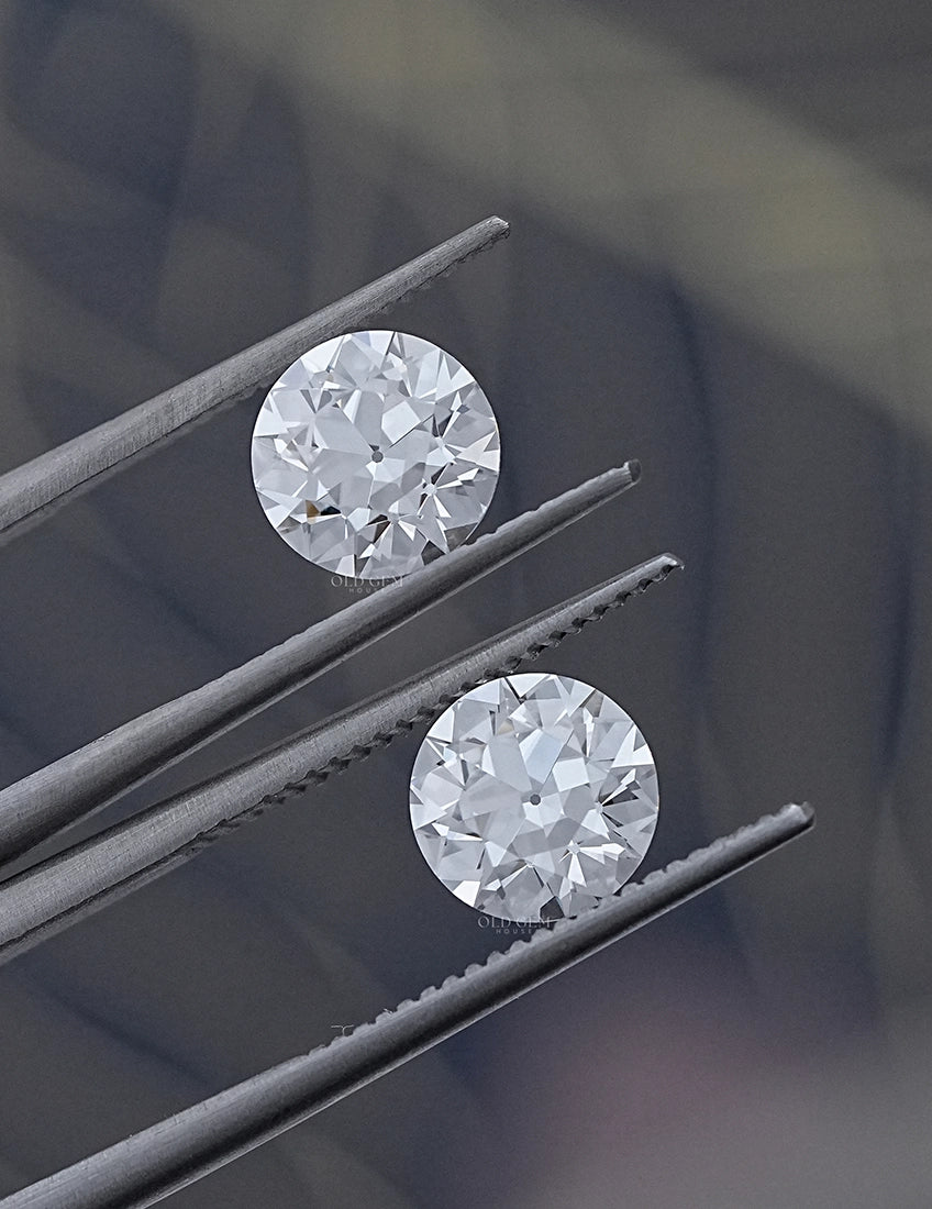 Flower Pattern Old European Round Cut Diamond Pairs