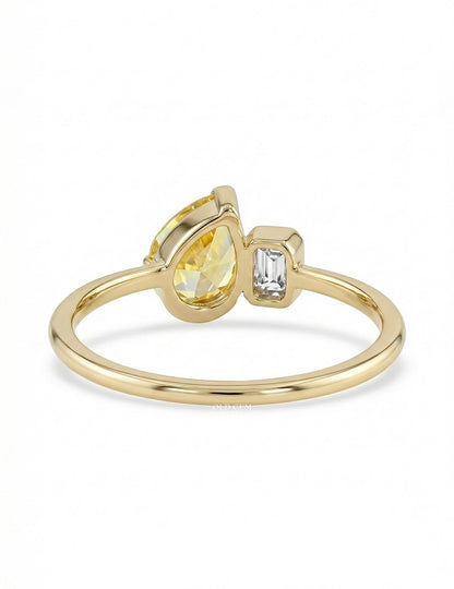 Fancy Yellow Pear Lab Diamond Toi Et Moi Ring