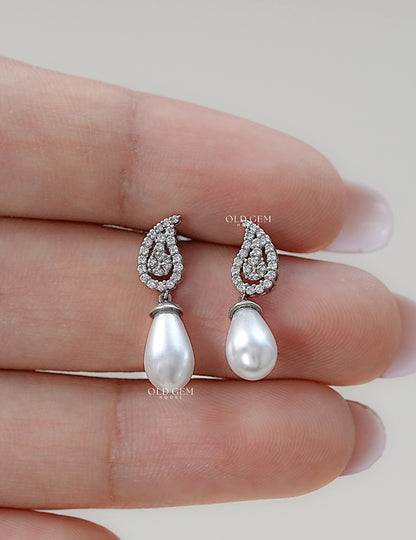 Pearl Gemstone Dangle Earrings Earrings