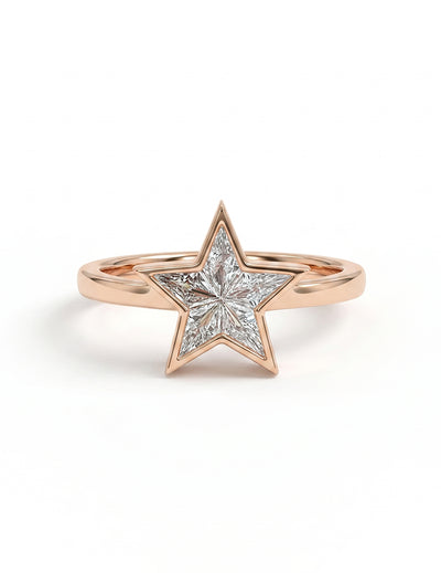Victorian Style Pie Cut Star Shape Bezel Set Ring