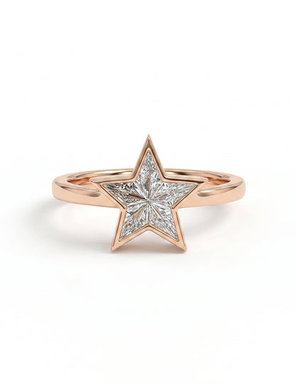 Victorian Style Pie Cut Star Shape Bezel Set Ring Engagement Ring