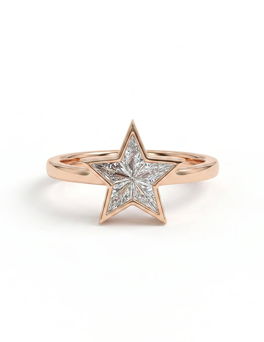 Victorian Style Pie Cut Star Shape Bezel Set Ring Engagement Ring