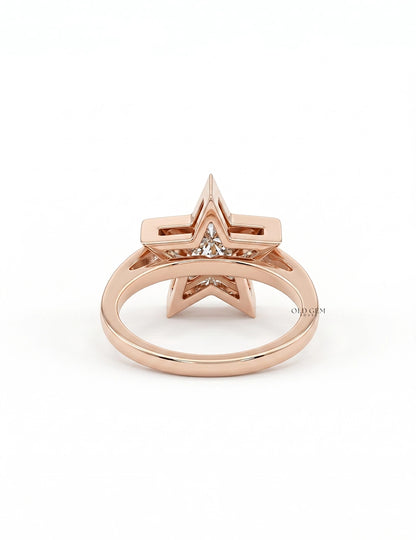 Victorian Style Pie Cut Star Shape Bezel Set Ring Engagement Ring