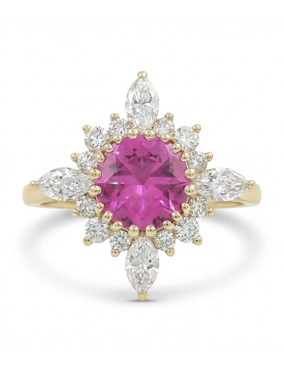 Vintage Victorian Pink Sapphire Halo Engagement Ring