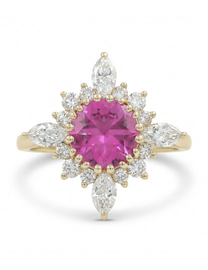 Vintage Victorian Pink Sapphire Halo Engagement Ring Engagement Ring