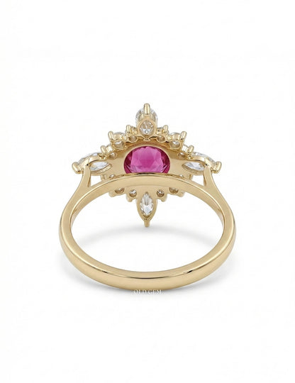 Vintage Victorian Pink Sapphire Halo Engagement Ring Engagement Ring