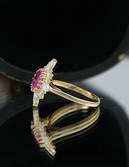 Pink Sapphire Halo Engagement Ring