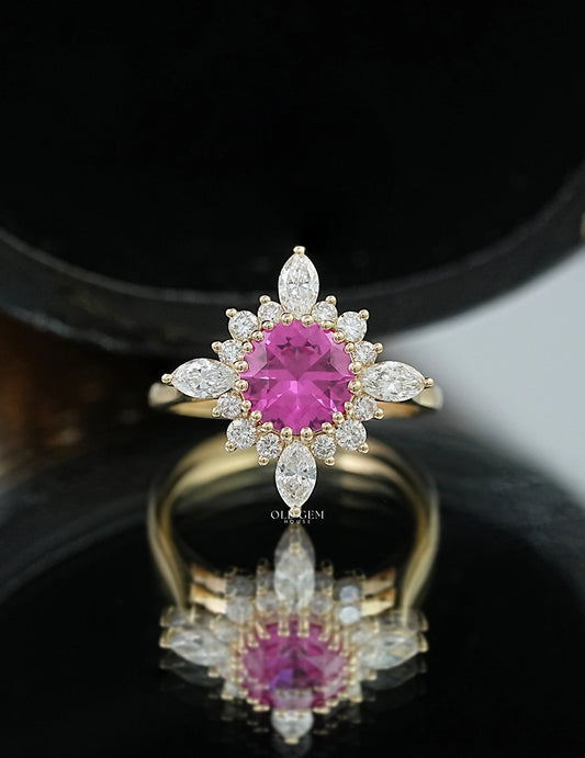 Pink Sapphire Halo Engagement Ring Engagement Ring