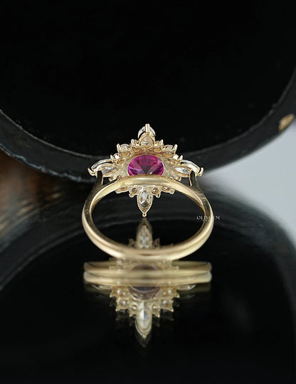 Pink Sapphire Halo Engagement Ring