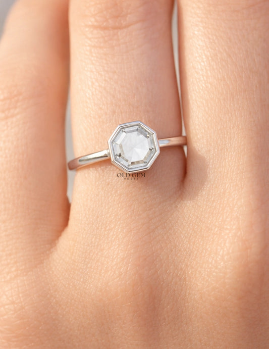 Bezel Set Portraite Octagon Solitaire Ring