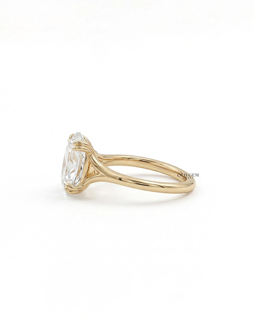 Georgian Portuguese Oval Cut Diamond Split Shank Ring Engagement Ring