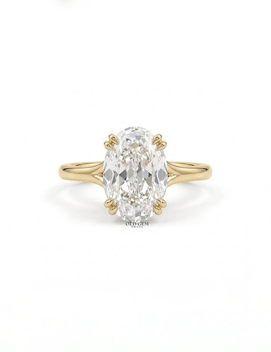 Georgian Portuguese Oval Cut Diamond Split Shank Ring Engagement Ring