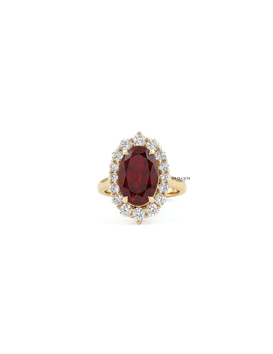 Retro Red Ruby Gemstone Halo Engagement Ring Engagement Ring