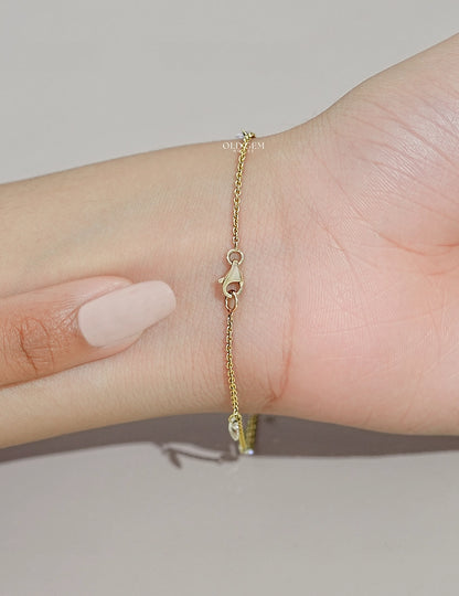 Lab Diamond Rose Cut Chain Bracelet