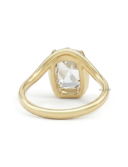 Rose Cut Cushion Solitaire Curved Ring
