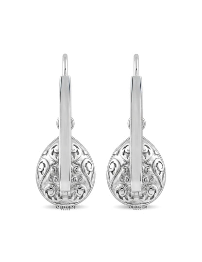 Rose Cut Pear Lab Diamond Halo Drop Earrings Earrings
