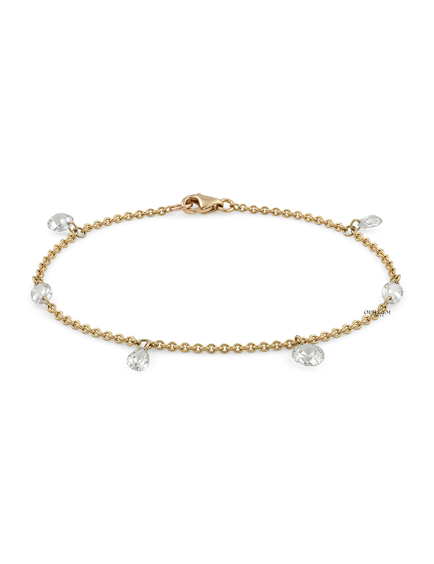 Lab Diamond Rose Cut Chain Bracelet