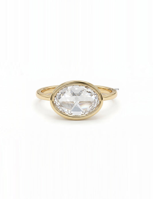 3 CT Soft Faceted Oval Solo Diamond Border Set Ring
