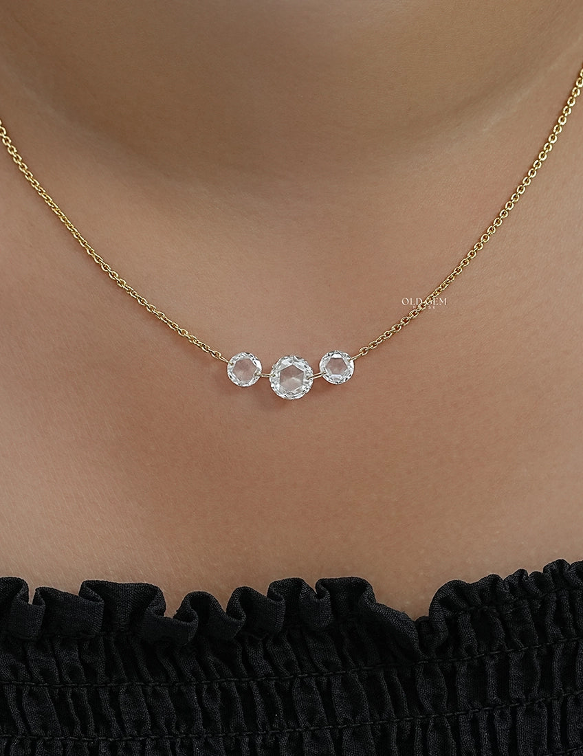 Lab Diamond Rose Round Diamond Necklace