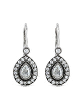 Rose Cut Pear Lab Diamond Halo Drop Earrings Earrings