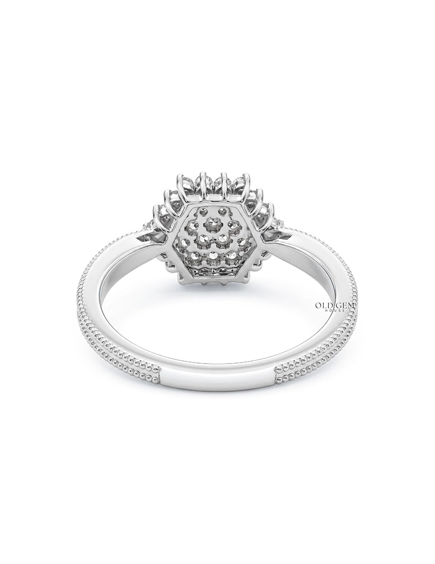 Mid Century Round Diamond Cluster Engagement Ring Engagement Ring