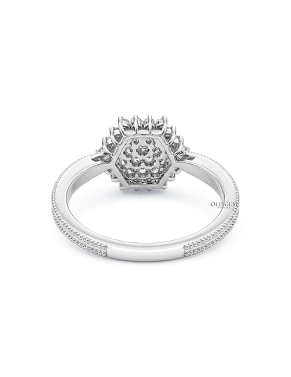 Mid Century Round Diamond Cluster Engagement Ring Engagement Ring