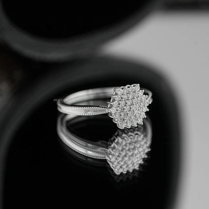 Mid Century Round Diamond Cluster Engagement Ring Engagement Ring