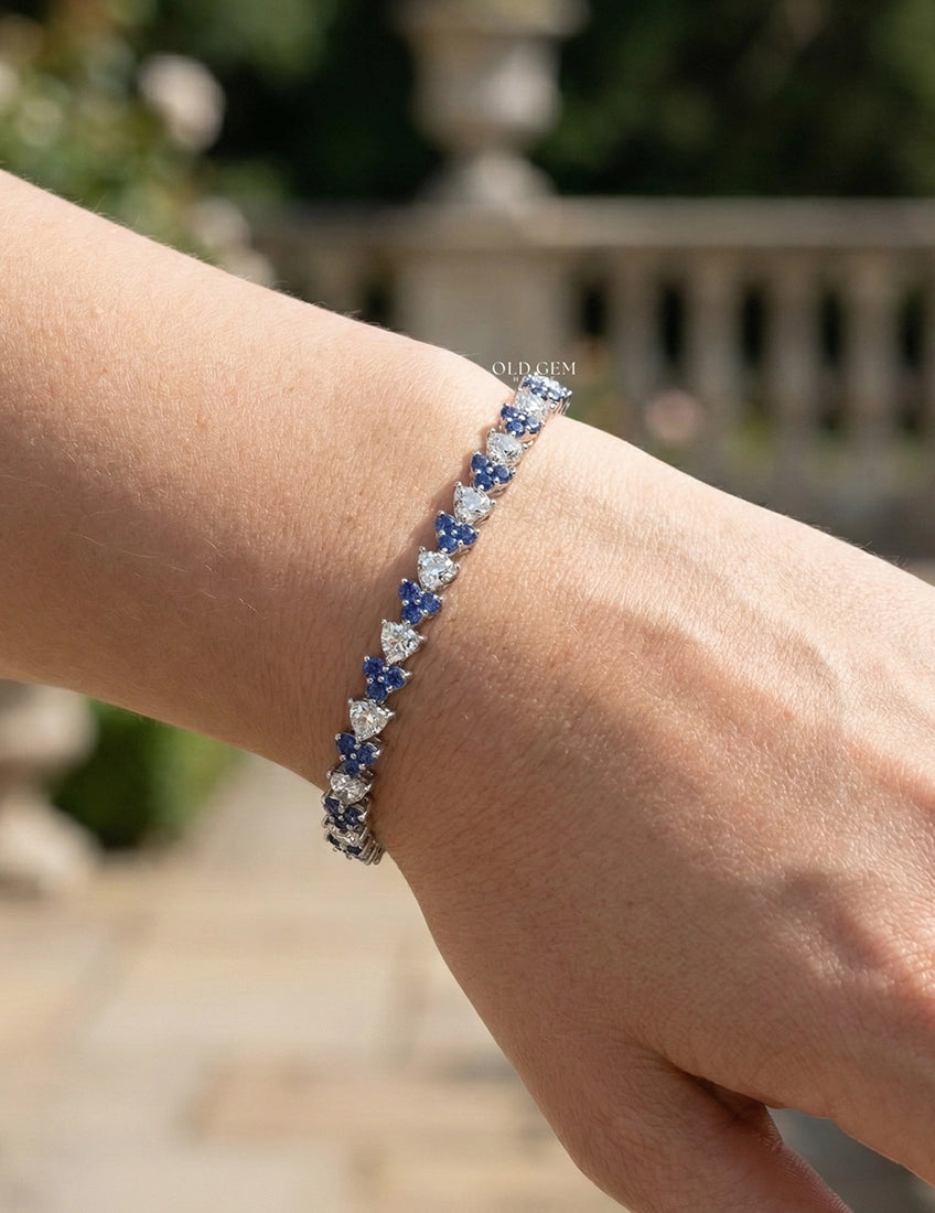 Blue Sapphire And Diamond Tennis Bracelet Bracelet
