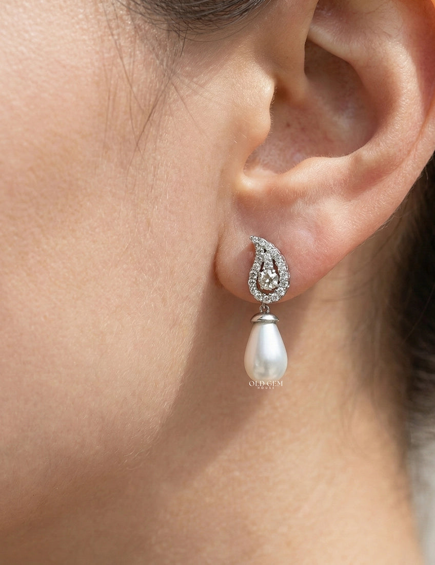 Pearl Gemstone Drop Earring Earrings