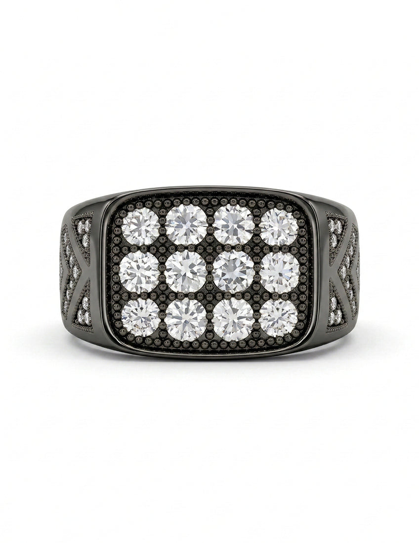 Round Diamond Black Plating Men's Wedding Band Men's Jewelry