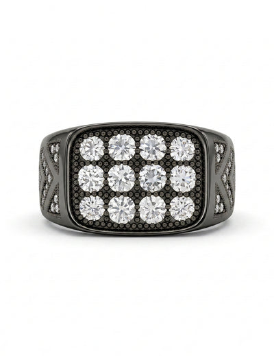 Round Diamond Black Plating Men's Wedding Band