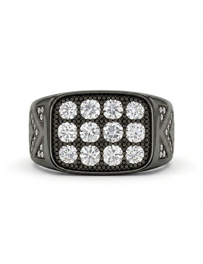 Round Diamond Black Plating Men's Wedding Band Men's Jewelry