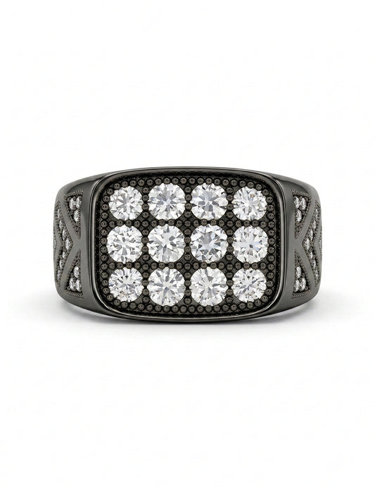 Round Diamond Black Plating Men's Wedding Band Men's Jewelry