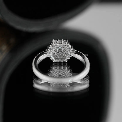 Mid Century Round Diamond Cluster Engagement Ring Engagement Ring