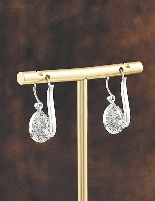Rose Cut Pear Lab Diamond Halo Drop Earrings