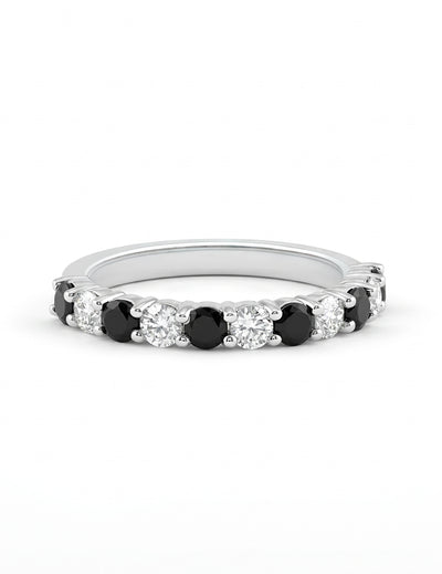 Art Deco Black Round Gemstone Half Eternity Band