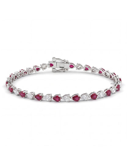 Art Deco Pear Ruby Gemstone Alternative Tennis Bracelet Bracelet