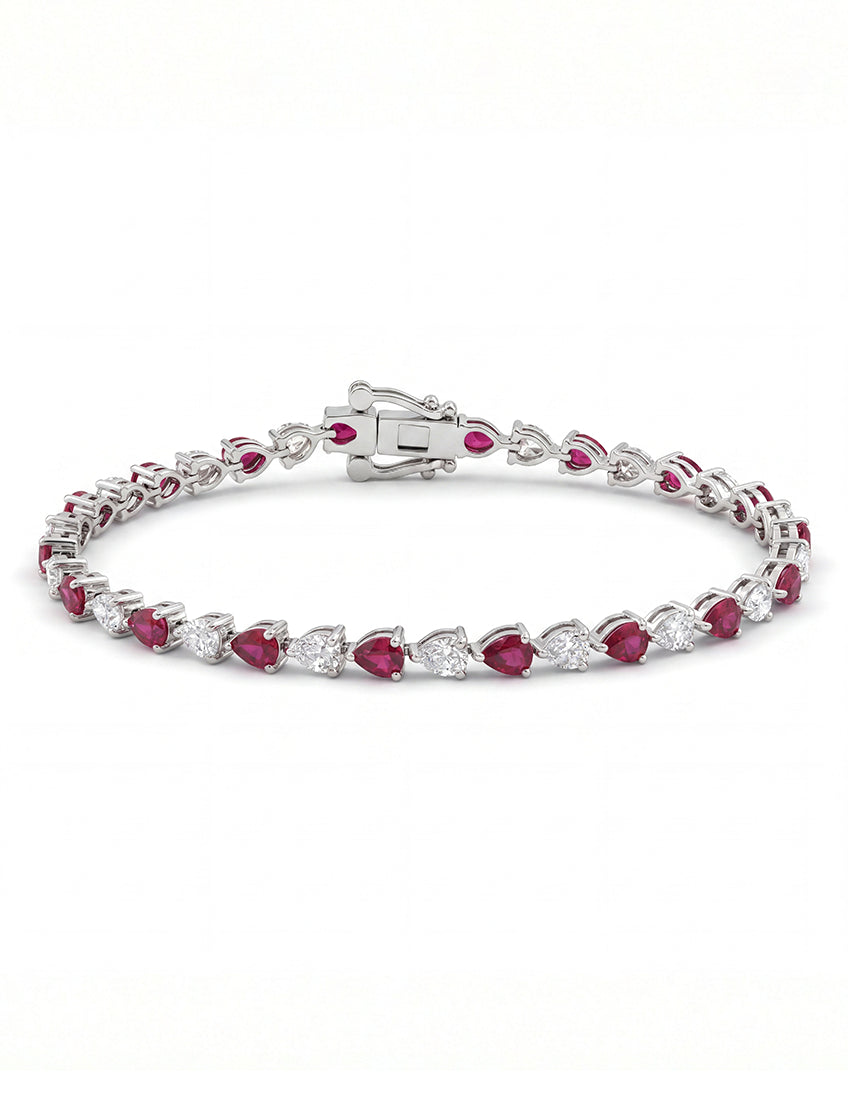 Art Deco Pear Ruby Gemstone Alternative Tennis Bracelet Bracelet