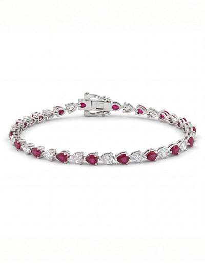 Art Deco Pear Ruby Gemstone Alternative Tennis Bracelet